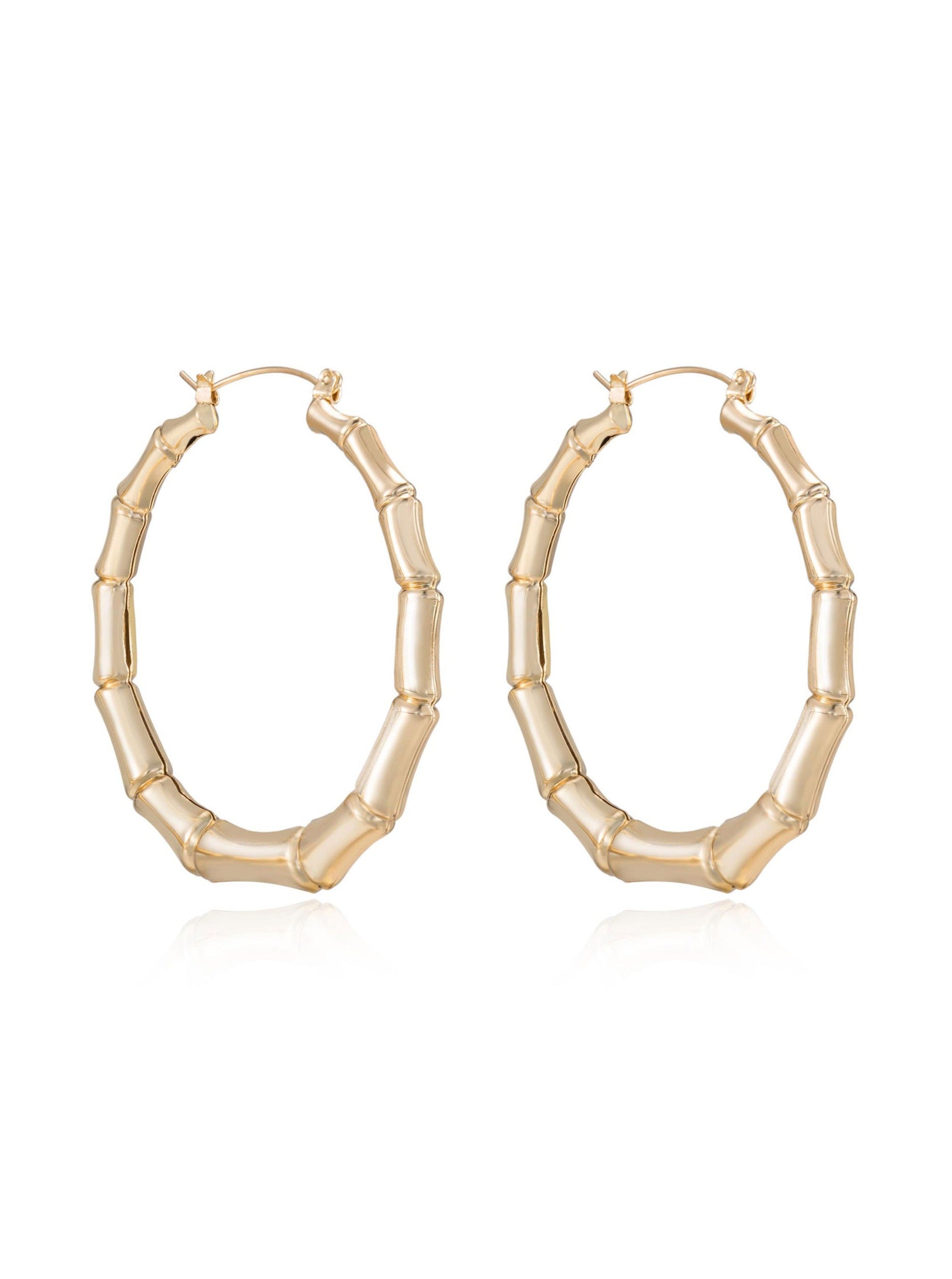 Bamboo 18kt Gold Plated Hoop Earrings - Bikini Crush Swimwear