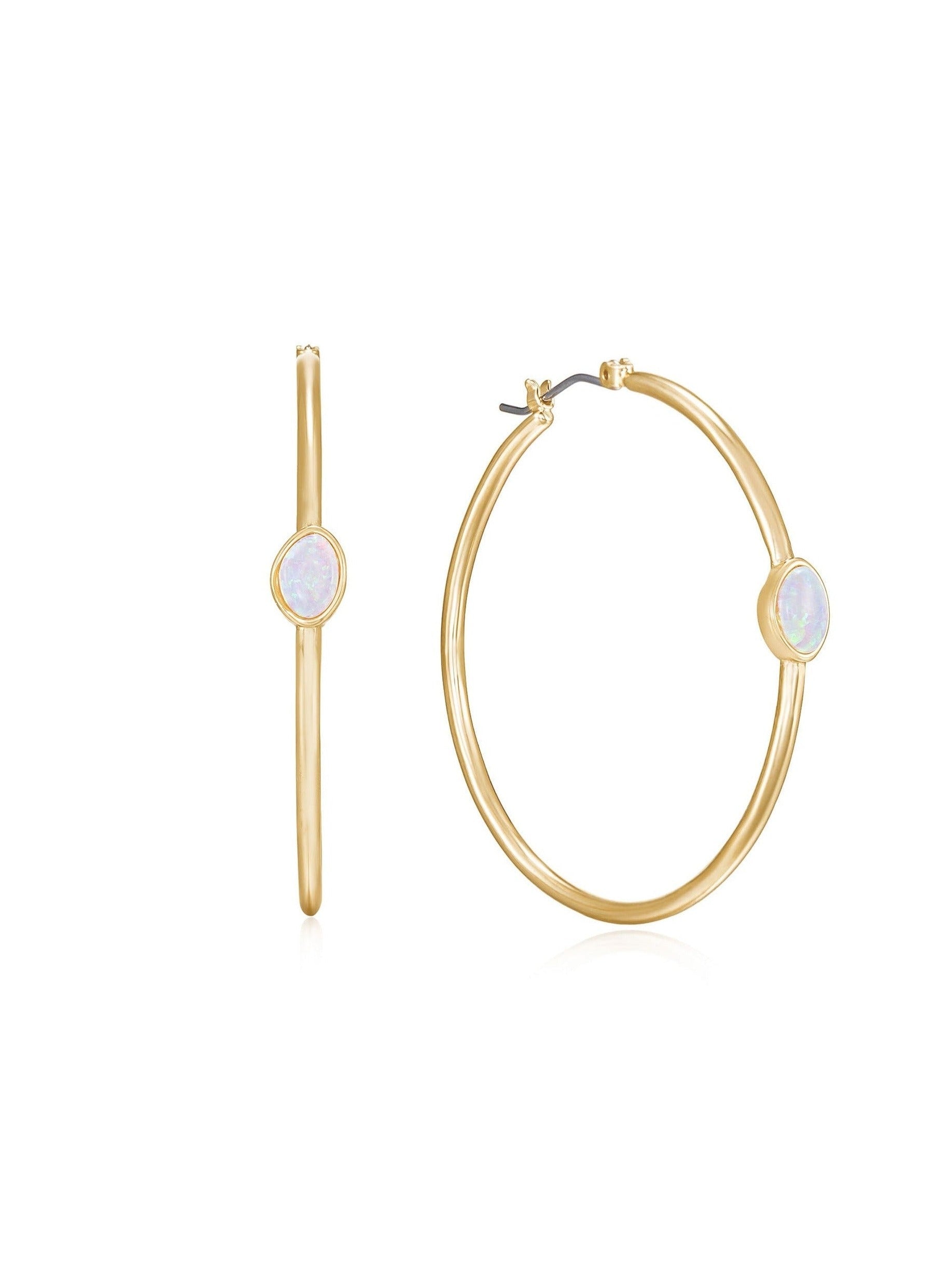 A Drop of Opal Hoop 18k Gold Plated Earrings - Bikini Crush Swimwear