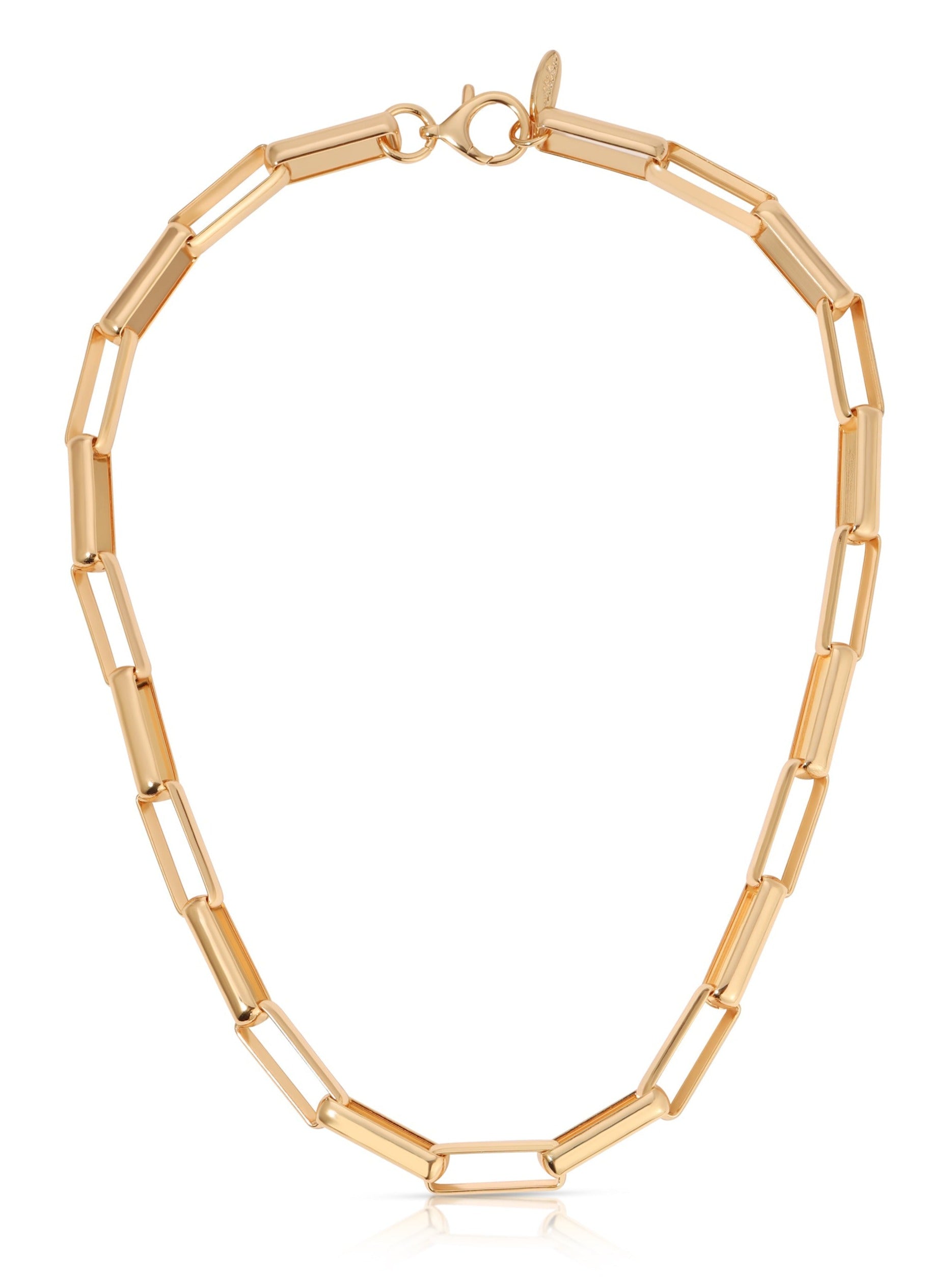 18k Gold Plated Rectangular Link Necklace - Bikini Crush Swimwear