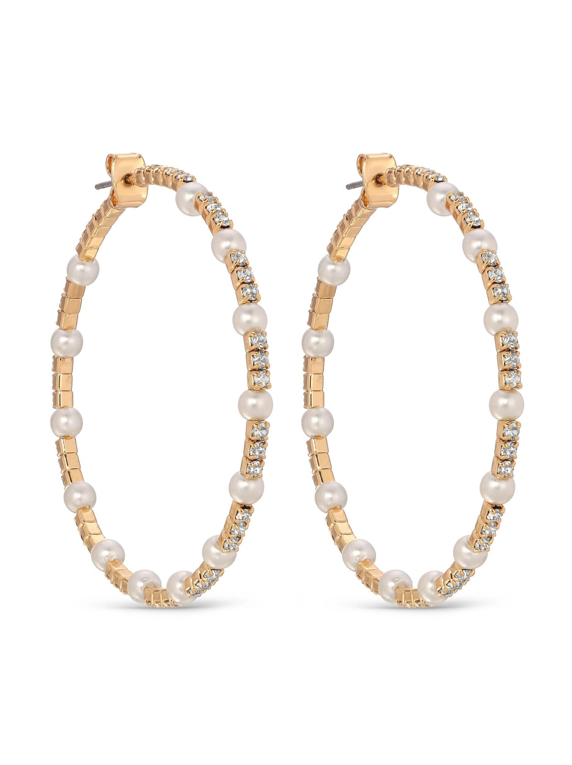 A Mermaid's Pearl and Crystal Dotted Hoop Earrings - Bikini Crush Swimwear