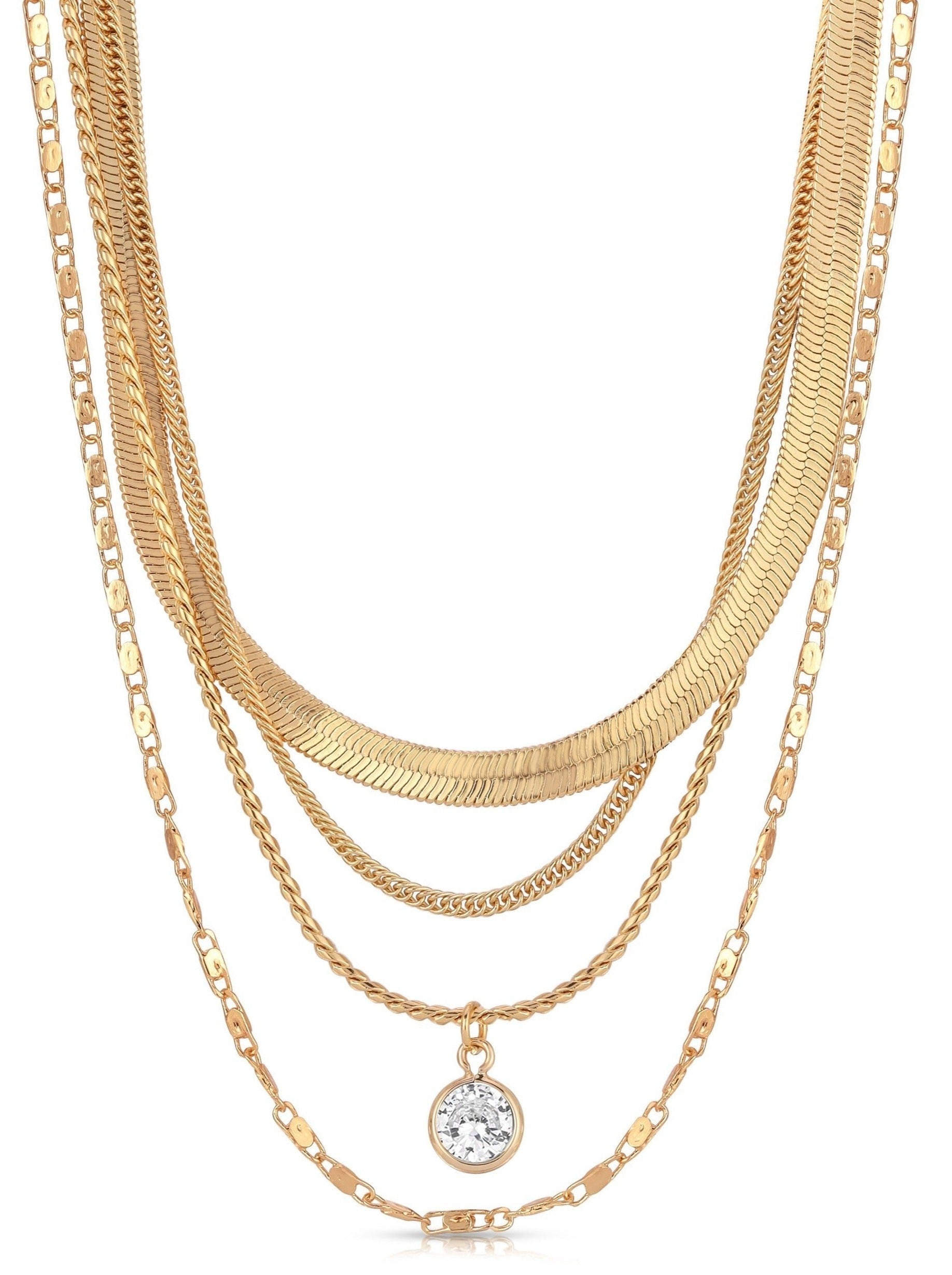 All the Chains 18k Gold Plated Layered Necklace - Bikini Crush Swimwear