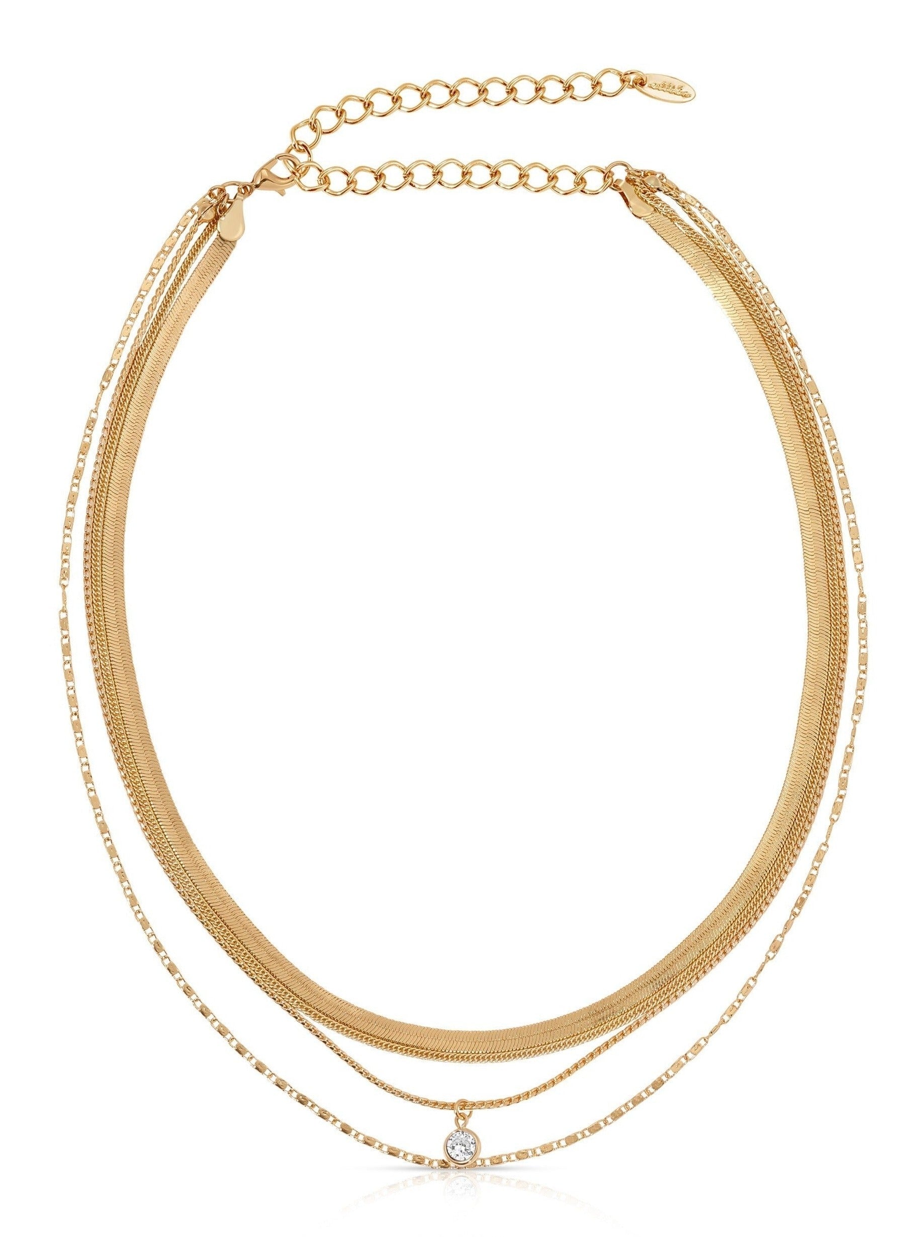 All the Chains 18k Gold Plated Layered Necklace - Bikini Crush Swimwear