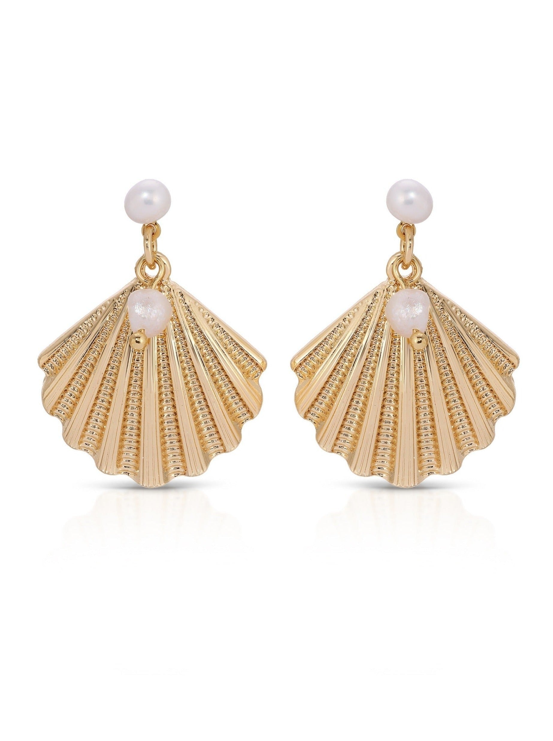 Scallop Shell and Pearl Earrings - Bikini Crush Swimwear