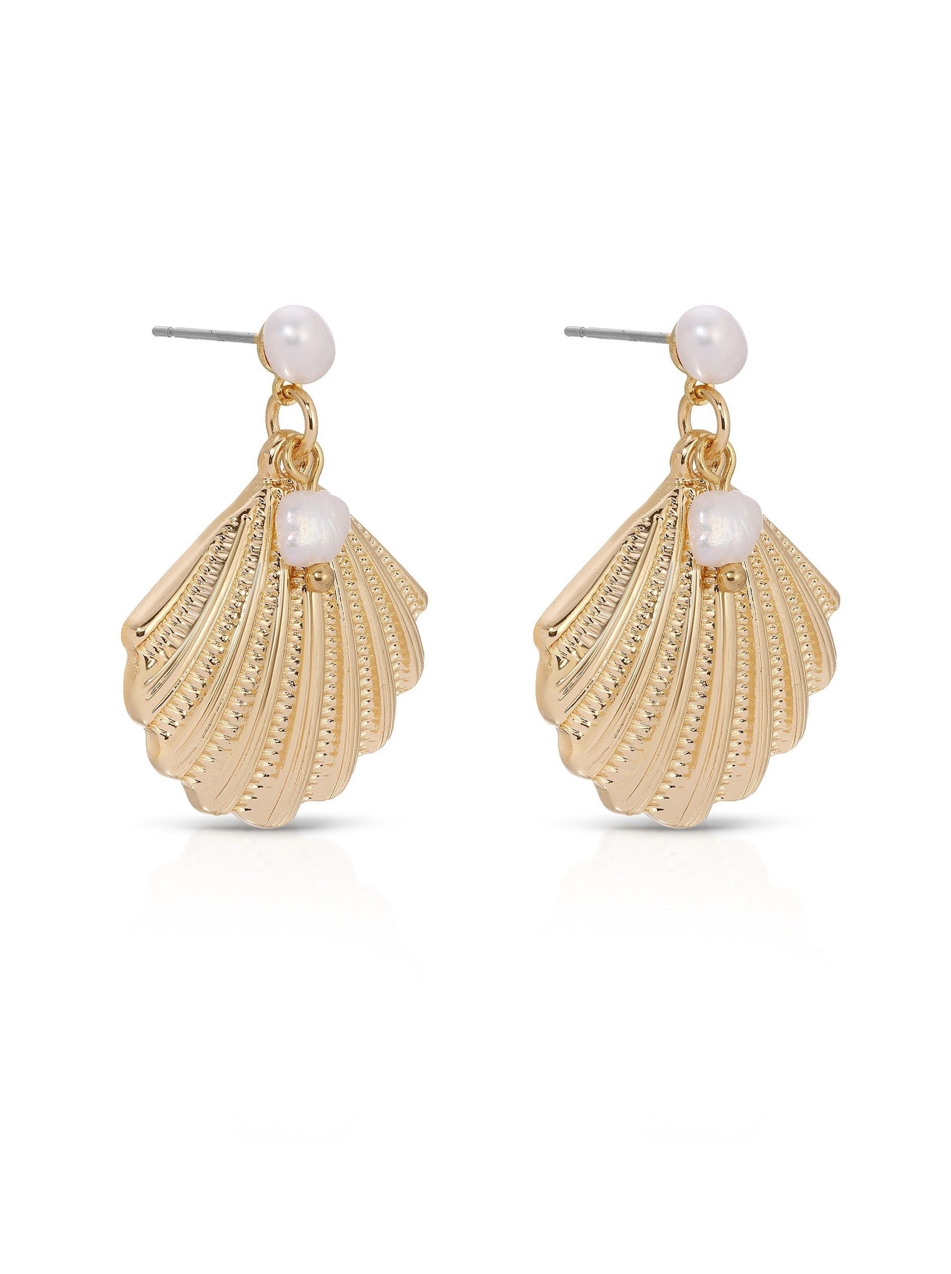 Scallop Shell and Pearl Earrings - Bikini Crush Swimwear