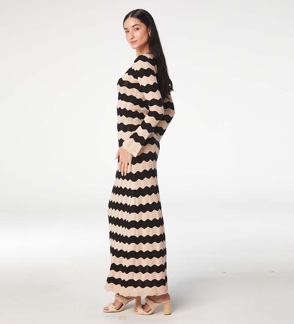 Ella Stripes Knitted Maxi Dress