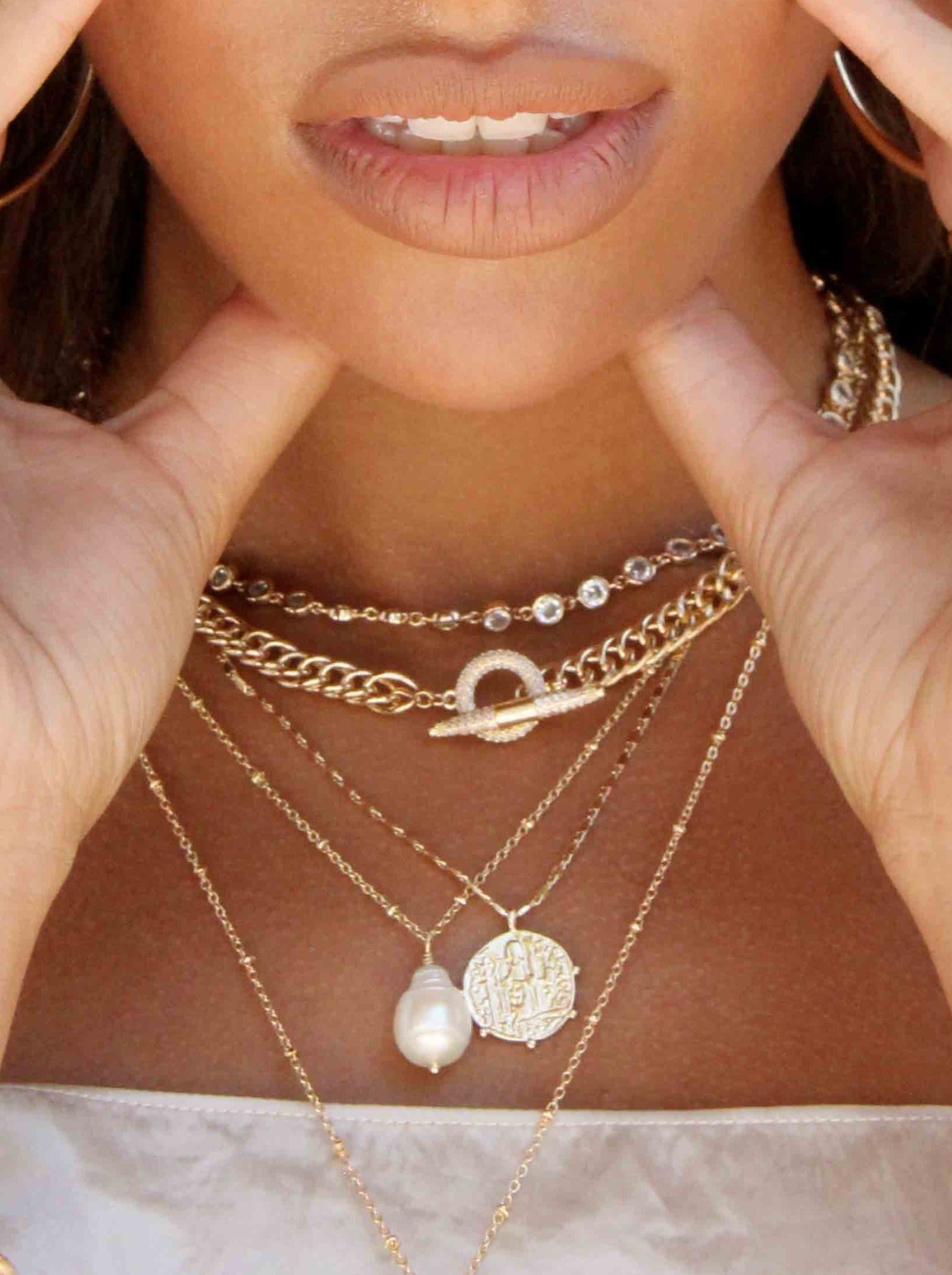 All About That Chain Crystal 18k Gold Plated Necklace - Bikini Crush Swimwear