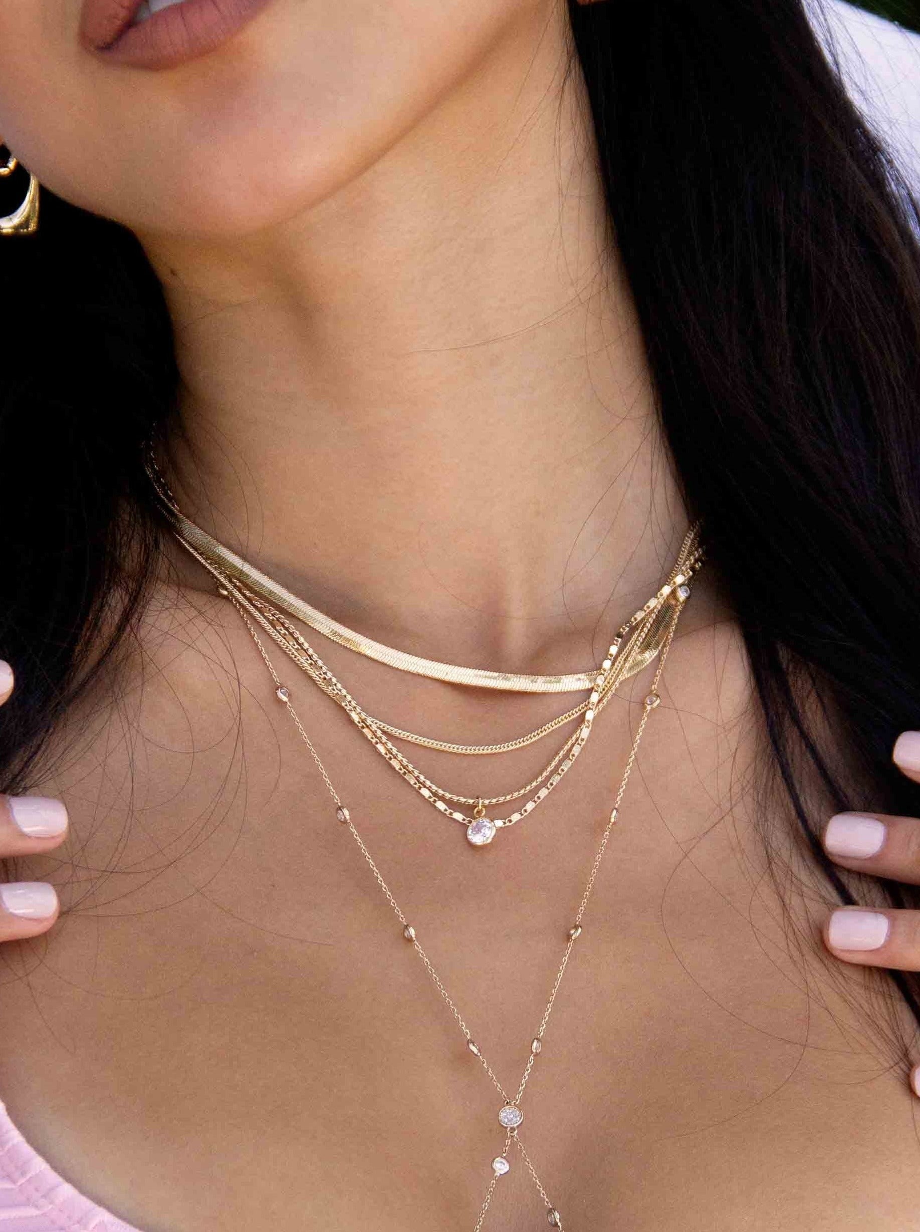 All the Chains 18k Gold Plated Layered Necklace - Bikini Crush Swimwear