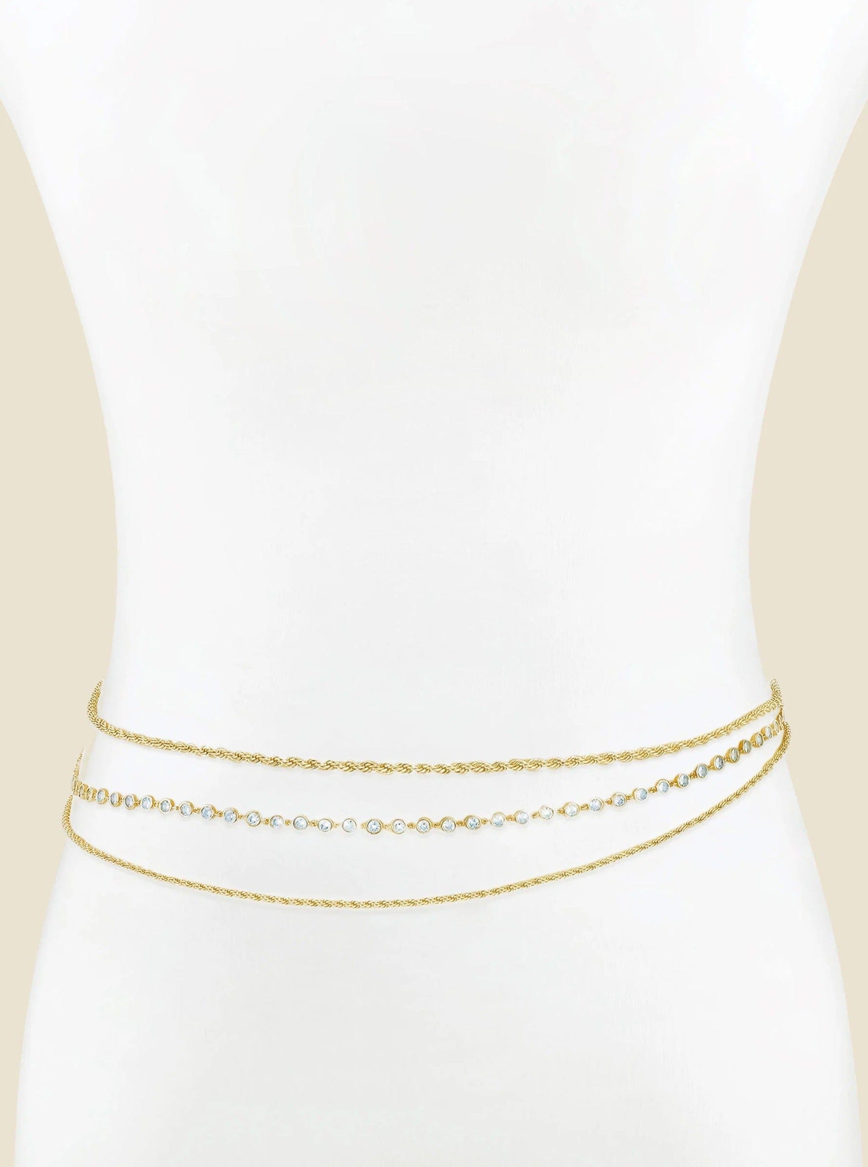 ettika body chain Gold Metal Chain Clear Crystals / One Size Adjustable SIMPLE SUMMER STAPLE // BODY CHAIN