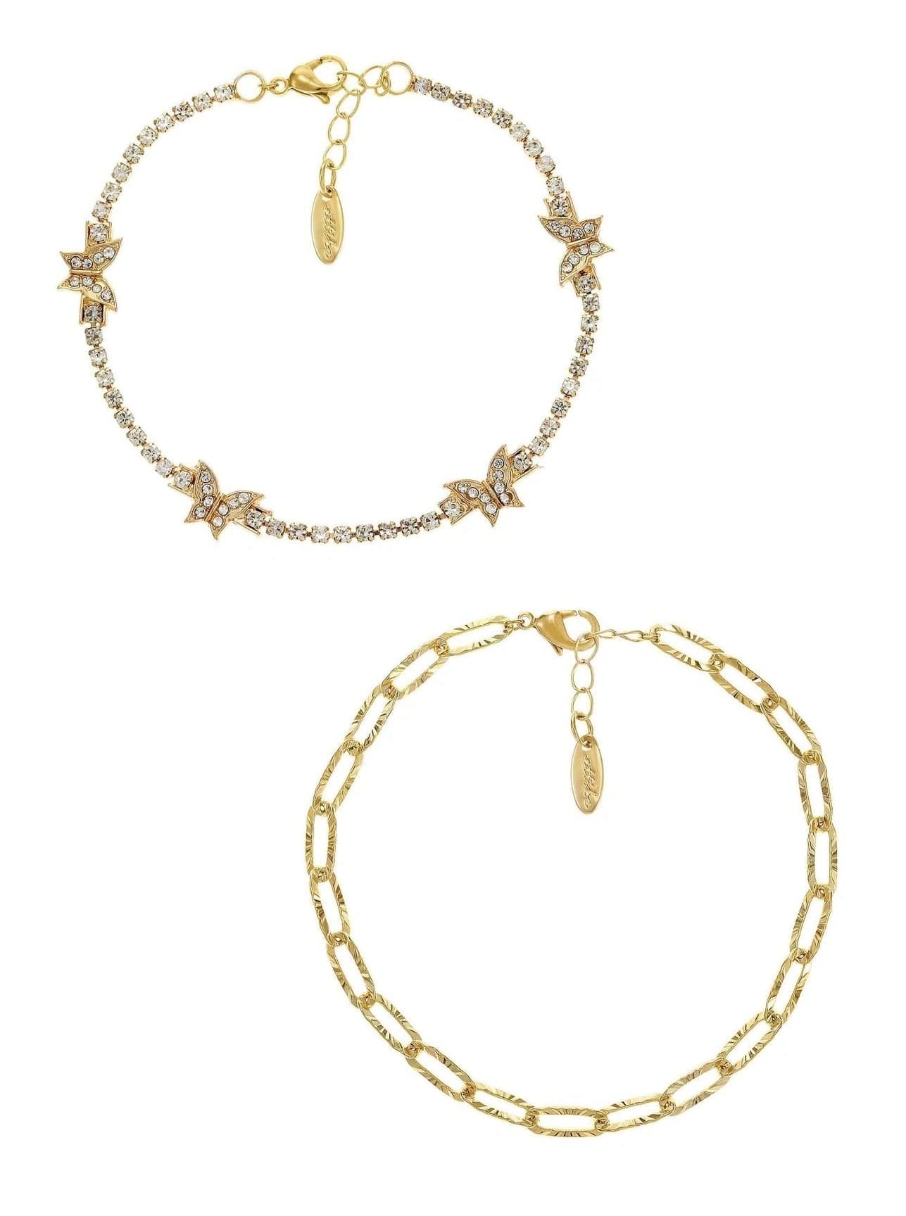 ettika anklet 18k Gold Plated Butterfly High // ANKLET SET