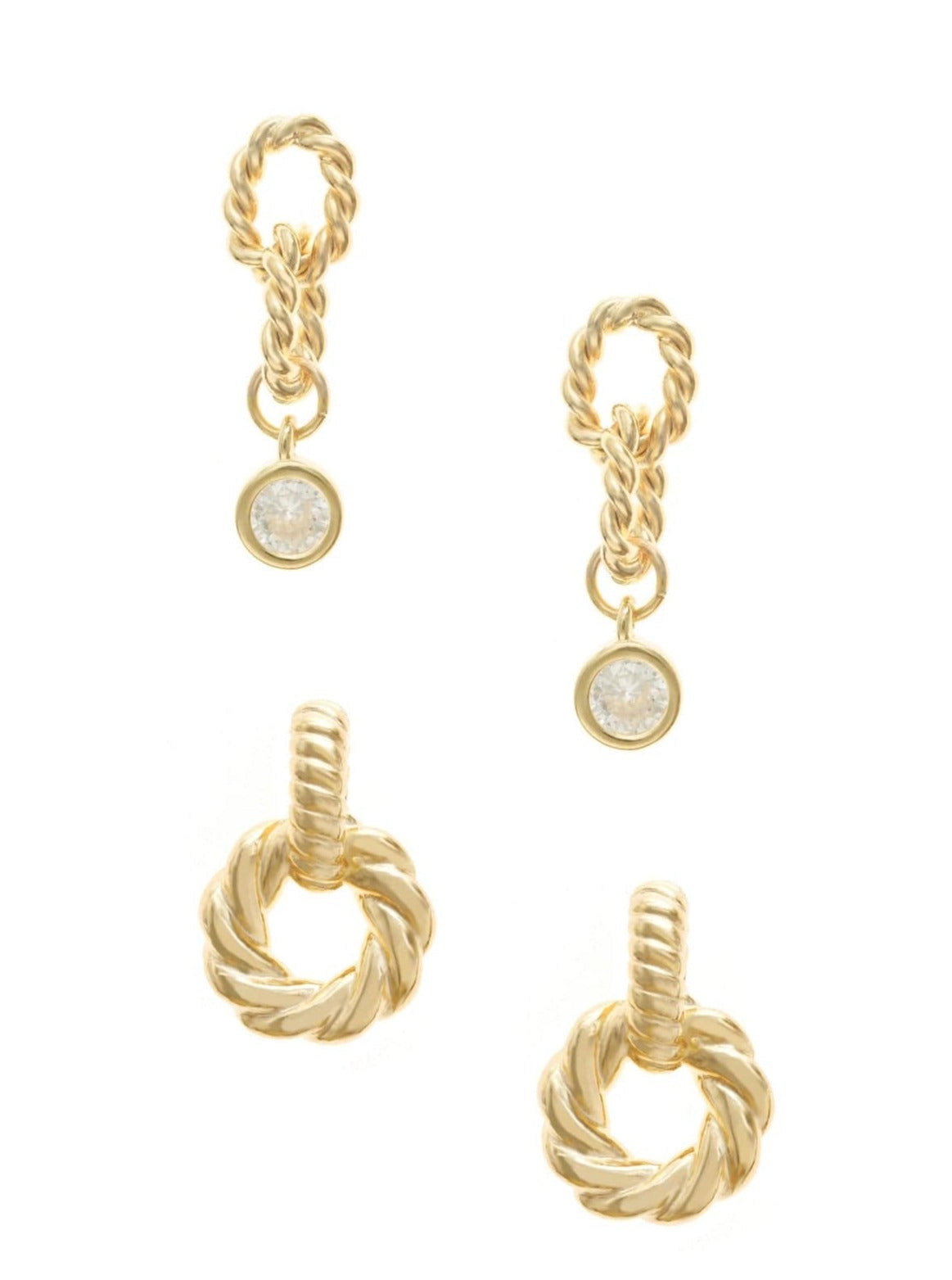 ettika earrings 18k GOLD PLATED TWISTED MINIS // EARRINGS SET