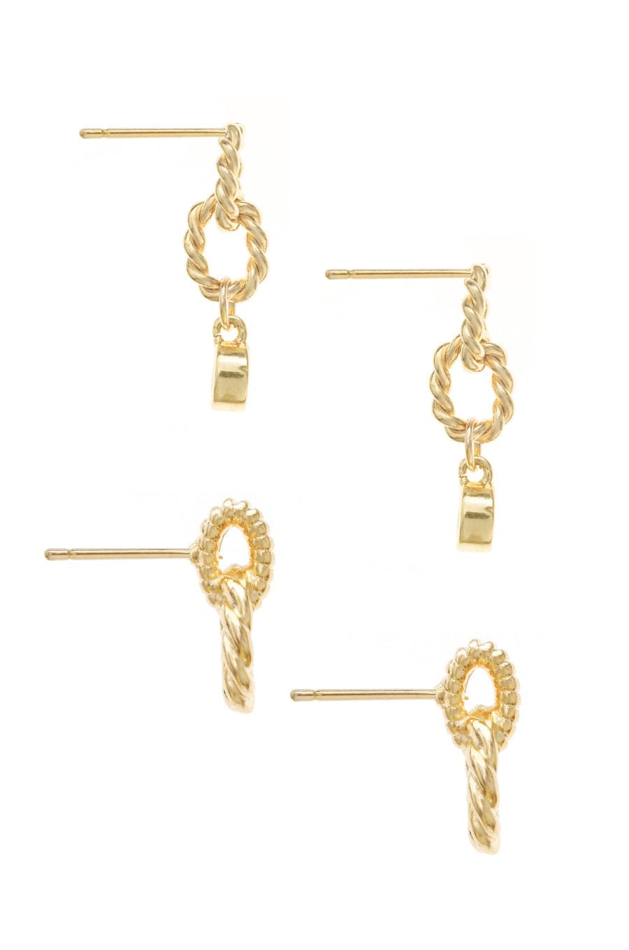 ettika earrings 18k GOLD PLATED TWISTED MINIS // EARRINGS SET