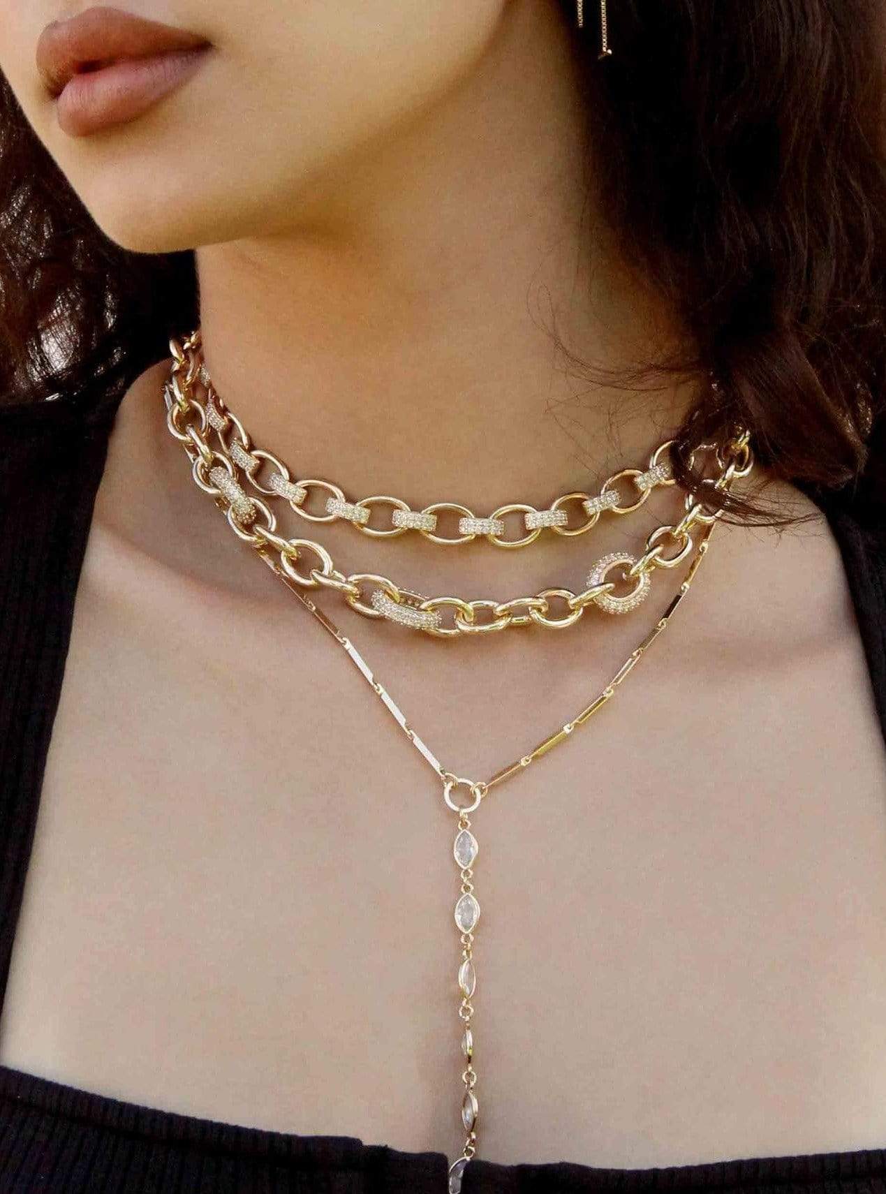 ettika necklace 18k GOLD CHAIN LINK RHINESTONE // NECKLACE