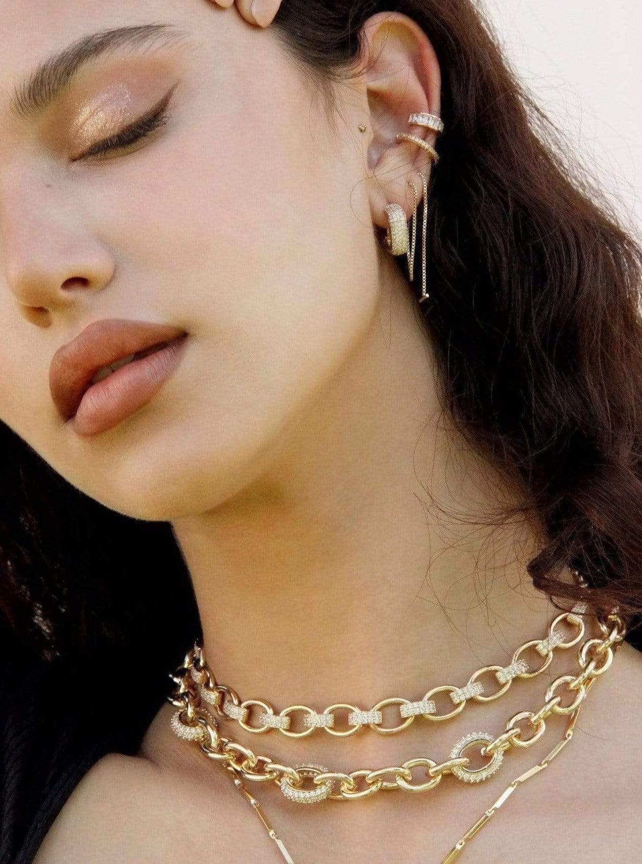 ettika necklace 18k GOLD CHAIN LINK RHINESTONE // NECKLACE