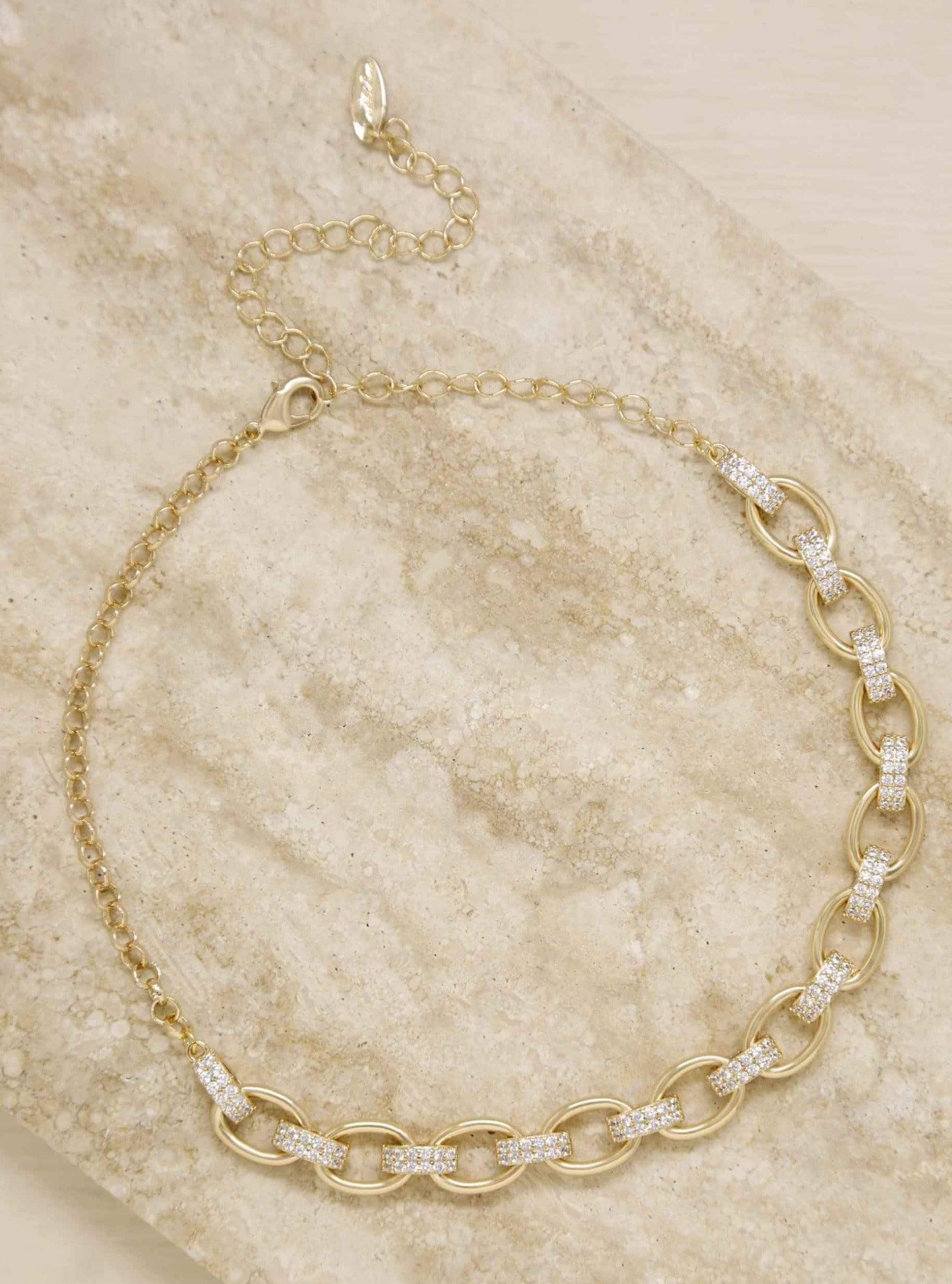 ettika necklace 18k GOLD CHAIN LINK RHINESTONE // NECKLACE