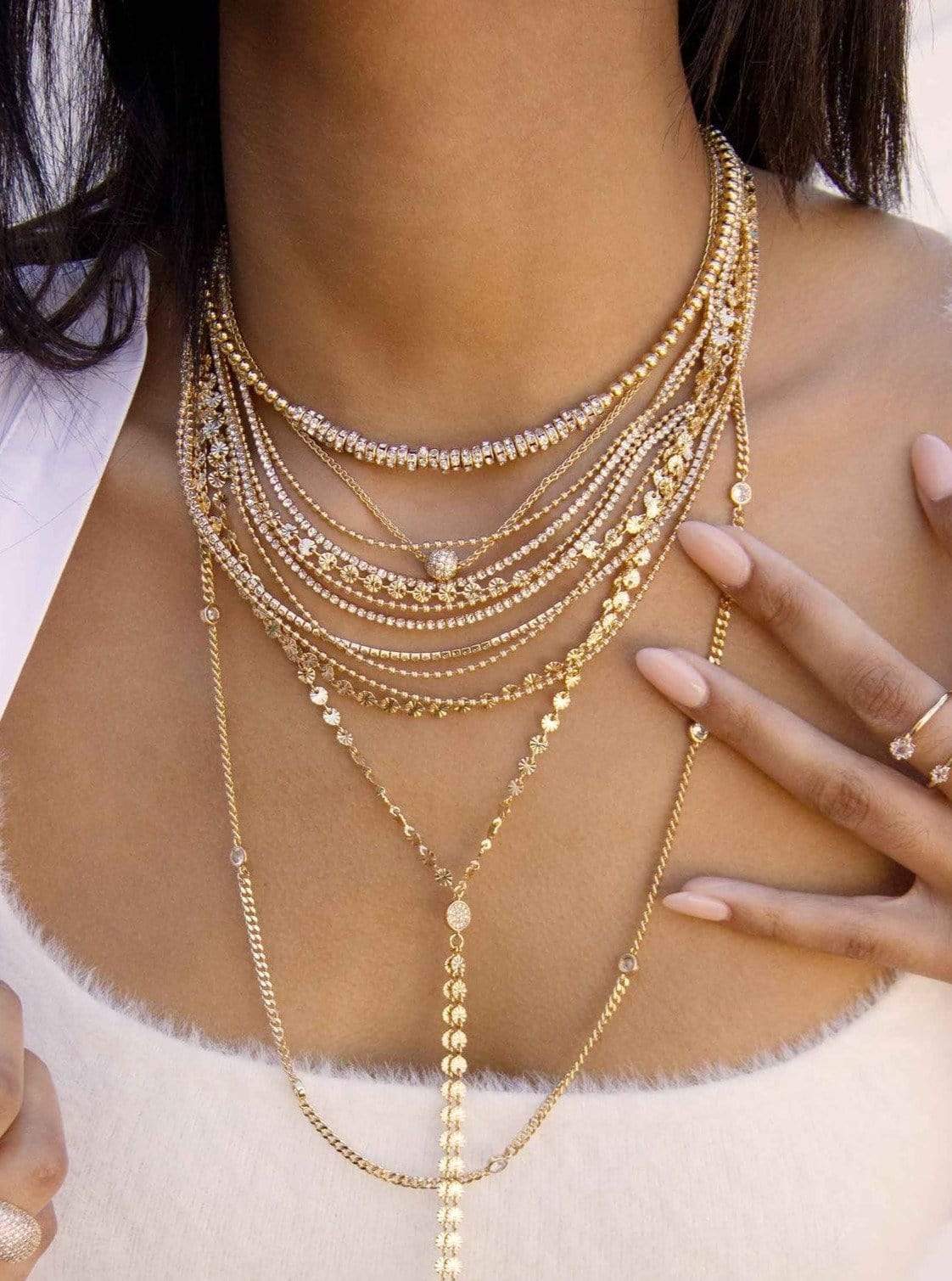 18k GOLD CRYSTAL MULTI LAYER // NECKLACE - Bikini Crush Swimwear